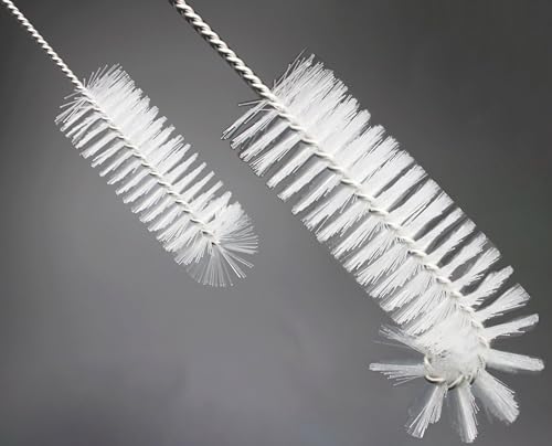16 Pieces Bottle Brush Set, Nylon Bottle Brush with Flexible Stainless Steel Handle, Small and Long Handle Brush for Washing Narrow Neck Bottle, Straw, Pipes, Cup, Tube, Sink (White) - color: White