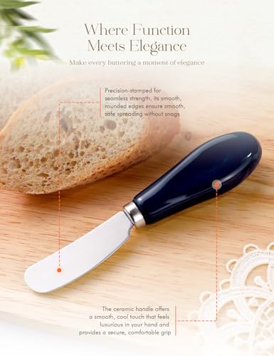 Stainless Steel Butter Spreader Knife 2 Pack with Handle for Kitchen Blue | Dishwasher Safe, for Soft & Hard Cheese, Jam, Cold Butter - color: Blue 2 Pack