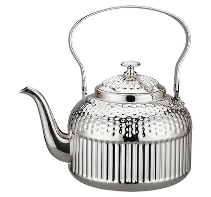 SANQIAHOME Antique 1.4L (45 Oz) Stainless Steel Teapot with Infuser Silver - color: Silver, size: 1.4 Liters