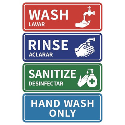 4PCS Wash Rinse Sanitize Sink Labels Stickers, Waterproof Hand Wash Only Sign, Supplies for 3 Compartment Sink,Wash Station, Kitchens, Restaurant, Food Trucks, Office - color: Wash Rinse Sanitize Sink Lables 375