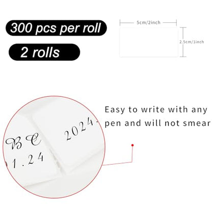 Removable Freezer Labels, Date Label 1x2 Inch Food Storage Stickers, Waterproof Oil Resistant Easy Clean Leaves no Residue 300 Total Per Roll,2 Rolls - color: White, size: 1×2 inch-2 rolls