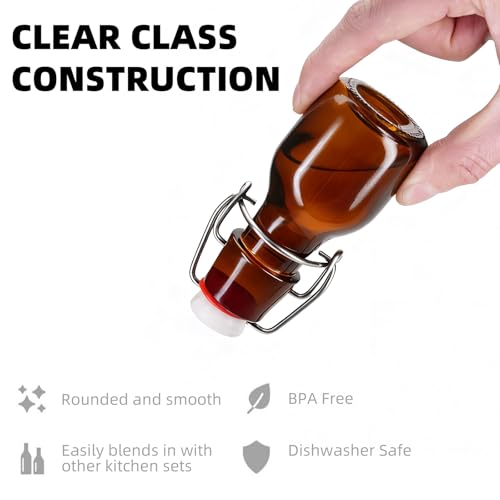 1Pc Amber Swing Top Brewing Bottles with Leak Proof Easy Caps, Glass Beer Bottle Flip Top Bottles For Kombucha, Kefir, Vanilla Extract, Beer (2oz Round)