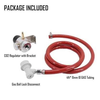 Adjustable CO2 Regulator with Ball Lock Single Knob and 1.2M Air Line for Kegging - Compatible with 5/8" Cartridge, 0-30psi