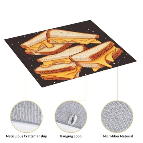 Dish Drying Mat for Kitchen Counter Microfiber Super Absorbent Non-Slip Drying Mats Large Dish Draining Mat Kitchen Counter Quick Dry Pad Cheese Sandwiches Dish Rack Pad 18" x 16"