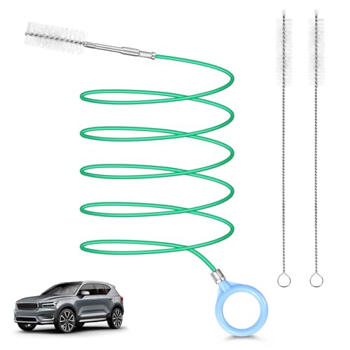 Auto Sunroof Drain Cleaning Tool,118Inch Long Pipe Cleaner for Car,Flexible Tube Cleaning Brush with 2Pcs 7.9inch Cleaning Brush Skinny Pipe Drain Dredge Cleaning Tool for Car Sunroof Wiper Drain Hole - size: 3m