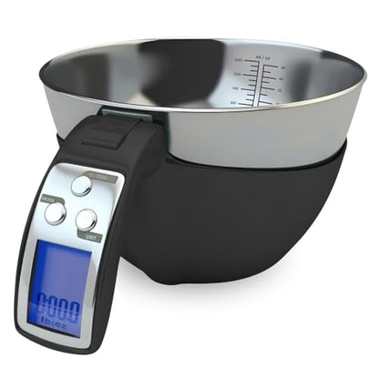 Fradel Digital Kitchen Food Scale with Bowl - 11lb, Grams & Ounces - Removable, Dishwasher-Safe Mixing Bowl - Black - color: Black