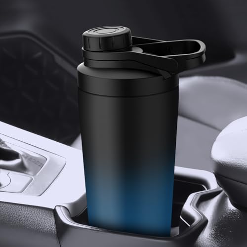 Stainless Steel Shaker Bottle with Noise-Free Design - Patented 24 oz Insulated Metal Shakers Bottles Cup for Protein Mixes and Pre Workout 100% Leak Proof (Dark Navy) - color: Dark Navy