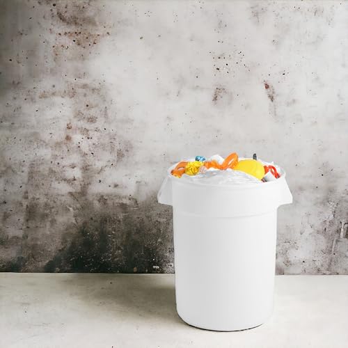 PRO&Family Commercial Round Trash Can, Ingredient Bin, Heavy-Duty Plastic, Anti-Static, Kitchen, Office, Outdoor Use (White, 32 Gallon) - color: White, size: 32 Gallon
