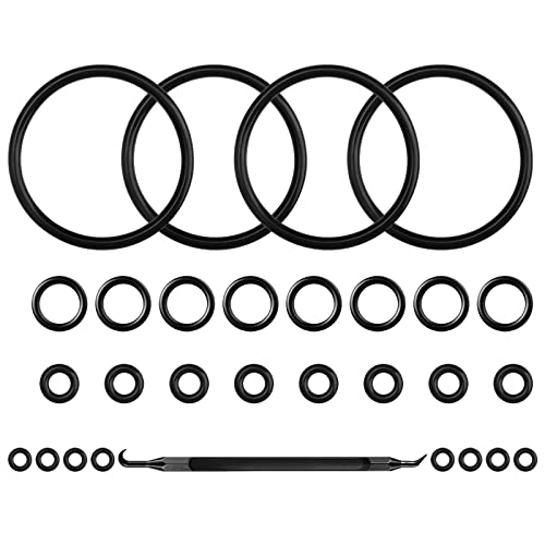 Homebrew Gasket Set, 28 PCS Cornelius Corny Brewing Beer Keg Carbonation Lid Ball Lock Keg Post Poppet Dip Tube O-Ring Sealing Washers Replacement Kit with O- Ring Removal Tool - size: 28pcs O-Rings + Removal Tool
