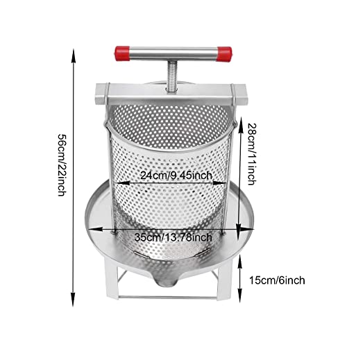 Manual Honey Extractor with Ergonomic Handle, Stainless Steel Fruit & Vegetable Press for Home Juice Making & Beekeeping