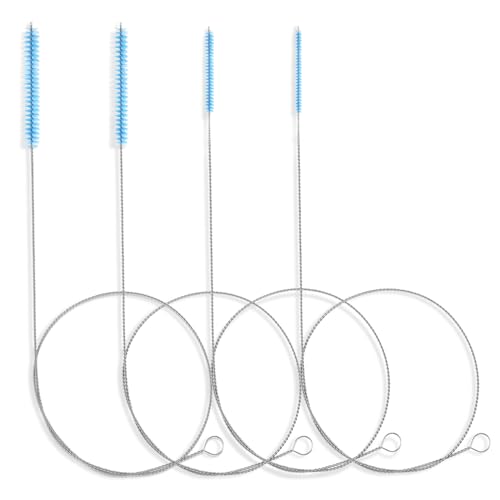 40 Inches Brush Cleaner for Cleaning Straw, Kegerator, Feeding Tube, Siphon Hose, Sunroof Drain, Refrigerator Drain, 4PCS (Blue) - color: 3-blue