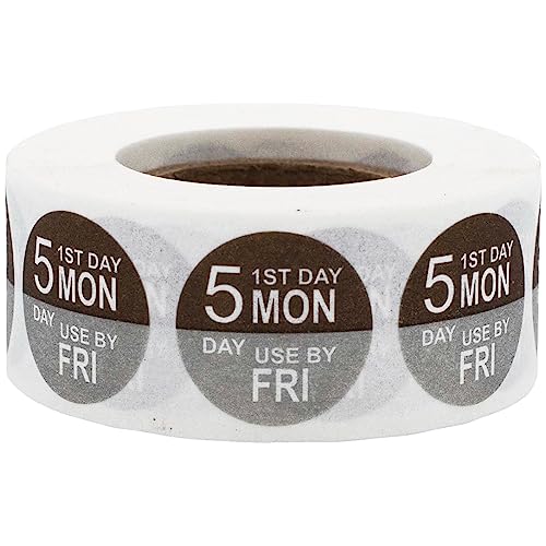 Dissolvable Monday Through Friday 5 Day Food Rotation Labels, 3/4 Inch Use By Stickers, 500 Total Adhesive Labels on a Roll for Restaurant and Kitchen Prep – Made in the USA - color: Monday