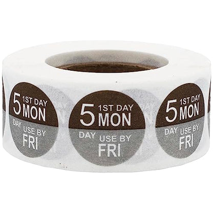 Dissolvable Monday Through Friday 5 Day Food Rotation Labels, 3/4 Inch Use By Stickers, 500 Total Adhesive Labels on a Roll for Restaurant and Kitchen Prep – Made in the USA - color: Monday