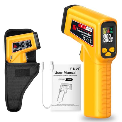 FKM Rechargeable Infrared Thermometer Gun,13-Point Laser-High Precision | -58°F~1472°F Non-Contact Laser Thermometer Gun,Digital IR Temperature Gun for Cooking,Griddle,Oven,HVAC,Automotive,Industrial - style: -58°F~1472°F (-50°C~800°C)