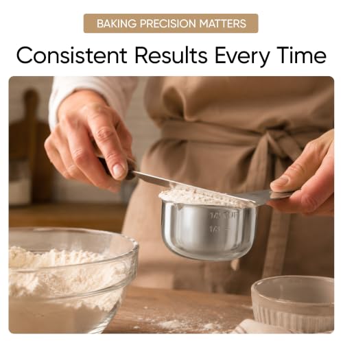 Color Up Measuring Cup Set, 8 Piece, Copper and Chrome Finish, Stainless Steel, Accurate for Wet & Dry Ingredients, Embossed Markings, Easy Pour Spouts, Dishwasher Safe, Kitchen Essential (Stainless) - color: Stainless