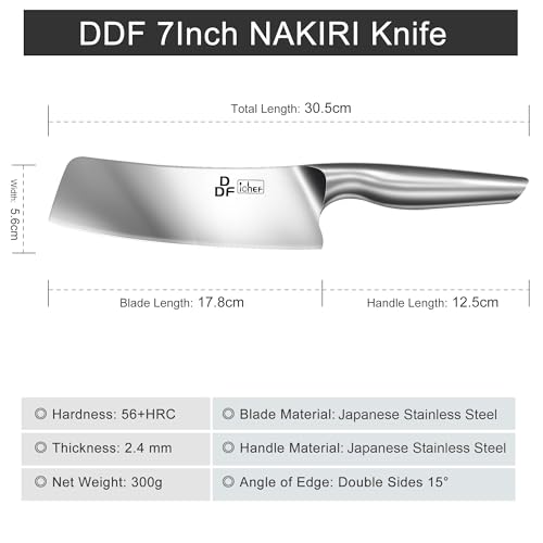 DDF iohEF Nakiri Kitchen Knife, Chef's Knife In Japanese Stainless Steel Professional Cooking Knives, Non-slip Ultra Sharp Knife with Ergonomic Handle - color: Nakiri Knife