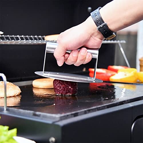 HULISEN Stainless Steel Burger Press, 6.2 inch Round Burger Smasher, Professional Griddle Accessories Kit, Grill Press Perfect for Flat Top Griddle Grill Cooking - size: 6.2 inch