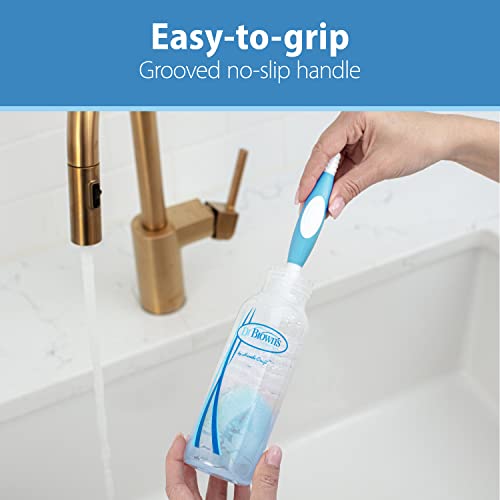 Dr. Brown's Baby Bottle and Nipple Brush Deluxe Cleaner, Soft Touch, and Sponge Brushes, Blue Variety Pack, 3 Count - color: Blue Variety Pack, size: 3-Pack