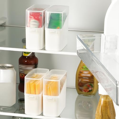 Food Storage Containers with Lids Sliced Cheese Container for Fridge Stackable Multifunctional Stackable 1PCS - color: White