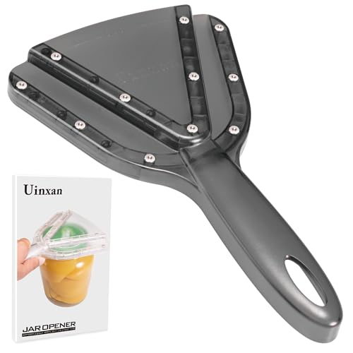 Uinxan Jar Opener for Weak Hands & Seniors with Arthritis - Handheld Manual | Effortlessly Opens Stubborn Screw Lids & Bottle Caps. 304 Stainless Steel. Durable. Patented Kitchen Gadget (Black) - color: Black