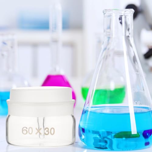 GARVALON Lab Weighing Bottle with Lid Glass Weighing Jar for Chemical and Biological Sample Weighing 2Pcs Experiment Weighing Bottles for Laboratory Glassware - size: 6.5X6X6CM