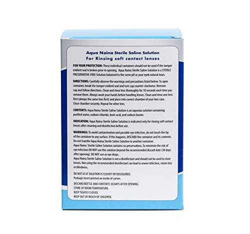Oculus Curae Aqua Naina Saline Solution – Preservative-Free Sterile Rinse for Soft, Hard & Gas Permeable Contact Lenses – Unisol 4 Alternative – Travel-Friendly – 4X 4 fl oz Bottles - size: 4 Fl Oz (Pack of 4)