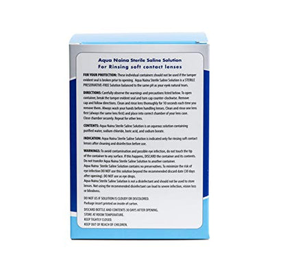 Oculus Curae Aqua Naina Saline Solution – Preservative-Free Sterile Rinse for Soft, Hard & Gas Permeable Contact Lenses – Unisol 4 Alternative – Travel-Friendly – 4X 4 fl oz Bottles - size: 4 Fl Oz (Pack of 4)