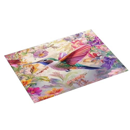 Hummingbird Dish Drying Mat for Kitchen Counter Microfiber Super Absorbent Non-Slip Dish Drying Pad for Countertops Dishes Utensils Stylish Quick-Dry Machine Washable 18x24 Inch - color: Hummingbird