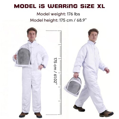 LONGADS Professional Bee Suit for Men and Women, Full Body Beekeeping Suit with Gloves & Protective Round Veil, Size XL (Fits 65-69 Inches / 5'5"-5'9") for Apiary & Backyard - size: XL for 5'7"-5'11"