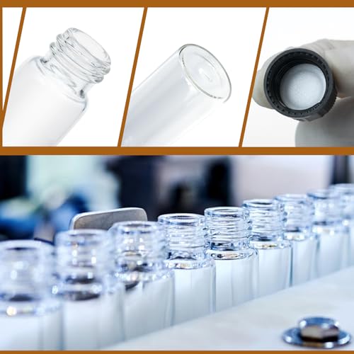 ALWSCI Sample Vial, Clear Glass 24-400 Thread Storage Vial, 20 ml Capacity, 27.5 mm I.D. x 57 mm with 24-400 Black Closed Cap, PE Liner, pack of 100 - color: Clear, size: 27*57mm & 20ml (5dram)