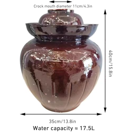 Traditional Chinese Ceramic Fermentation Crock With Water Seal Lid, Stoneware Sauerkraut Pickling Jar, 1 Pcs(17.5L) - size: 17.5L