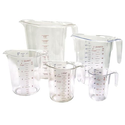 Winco 5-Piece Measuring Cup Set, Polycarbonate, Clear - size: 5 Piece Set