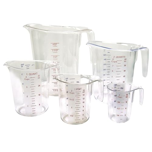 Winco 5-Piece Measuring Cup Set, Polycarbonate, Clear - size: 5 Piece Set
