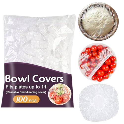 Lagincig 100Pcs Bowl Covers for Bread Proofing - Large Plastic Wrap for Food Sourdough Baking Bread Rising Elastic Reusable Plate Covers Outdoor Indoor Picnic Food Fresh Keeping Bags