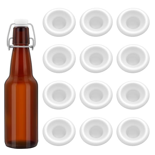 12 PCS Silicone Bottle Cap Gaskets, Replacement Seals for Swing Top Bottles, Flexible & Durable, Reusable, White Full Cover Design (White full cover) - color: White full cover