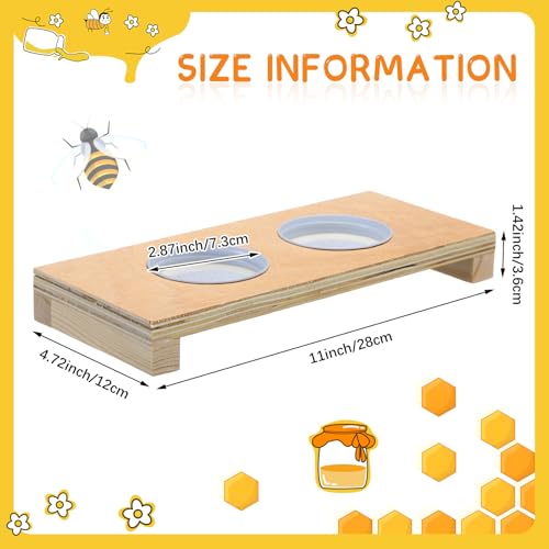 Rtteri 1 Pcs Bee Feeders for Hives with 2 Lids Wooden Honey Mason Jar Beehive Entrance Feeder for Beekeeping Bee Drinking Tools with Lids Drilled Feeding Sugar Syrup or Water (Jars Not Provided) - color: 2 Lids