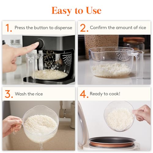 Lifewit Rice Dispenser 25 Lbs(11.3kg), Rice Storage Container Sealed Moisture Proof with Measuring Cup for Kitchen Pantry Household, BPA-Free, 1 Pack Black - color: Black