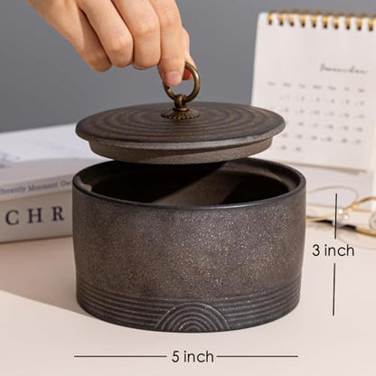 Ceramic Canister,16.9 Oz /500ml Food Storage Jar for Tea,Coffee Beans,Herb,Candy,Spices,Nuts (Stone Golden) - color: Stone Golden