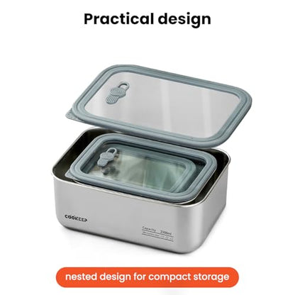 3Pcs Stainless Steel Food Containers,Stainless Steel Containers with Lids,Snack Containers,Lunch Box,Easy Clean,Airtight&Leakproof for Kitchen Storage,Dishwasher Safe,BPA-Free（34oz+54oz+88oz） - size: Mixed Box Set(34oz+54oz+88oz)