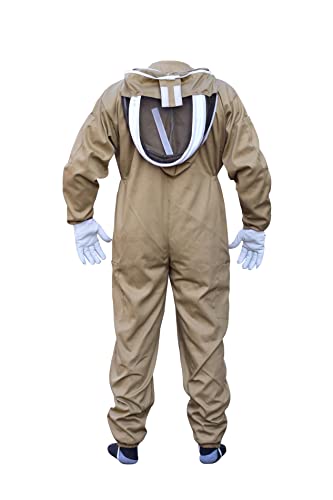 Bee Suit with Fencing Veil One Pair Gloves Polycotton Sting Proof Beekeeping Suit for Beekeeper - color: Khaki, size: Large