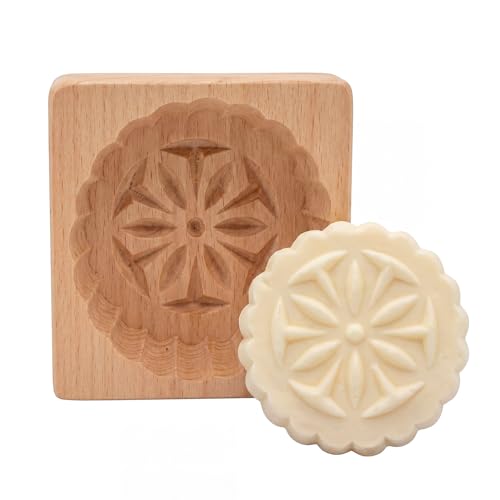 Hushee Flower Butter Mold Decorative Butter Press Wooden Mold for Homemade Cutter Wood Kitchen Accessory & Table for Baking DIY Dairy Making Supplies - style: Flower