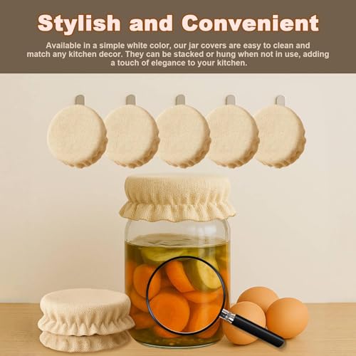 Pure Cotton Sourdough Jar Cover, Pack of 3,Breathable & Reusable Dough Proofing Cloth,Suitable for Jars with 3-4 Inch Mouth Lids - size: 3 PCS