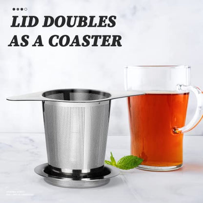 Extra Fine 18/8 Stainless Steel Tea Infuser Mesh Strainer with Large Capacity & Perfect Size Double Handles for Hanging on Teapots, Mugs, Cups to Steep Loose Leaf Tea and Coffee - size: 1 Pack