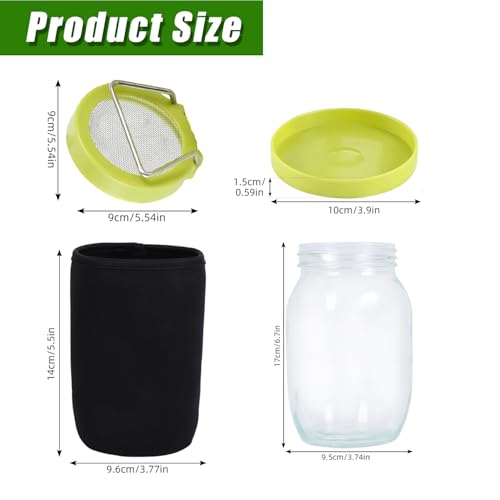 Sprouting Jar Sprouting Kit Sprouts Growing Kit with Mason Jar, Stainless Sprout Lids, Blackout Sleeves, Drain Tray Seed Sprouter Set for Bean, Broccoli, Alfalfa