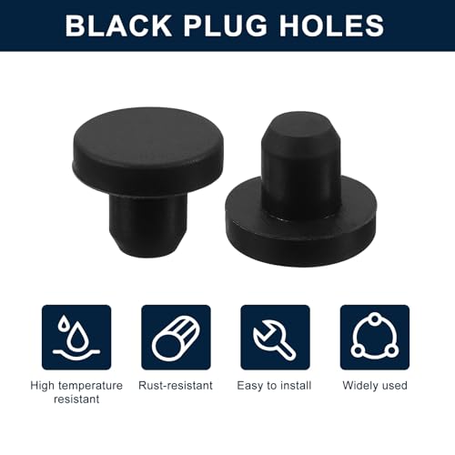 uxcell 32 Pieces Black Rubber Stopper, 8mm Plug Holes for 7.5-7.8mm/0.3-0.31 Hole - size: 8mm