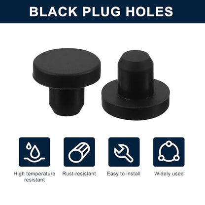 uxcell 32 Pieces Black Rubber Stopper, 8mm Plug Holes for 7.5-7.8mm/0.3-0.31 Hole - size: 8mm