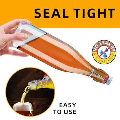 3 Pcs Flip Top Glass Bottles 25 oz Kombucha Bottles 750ML with Airtight Caps Beer Brewing Bottles Swing Top Bottles Grolsch Style Clear Bottles for Home Brewing Beer Water