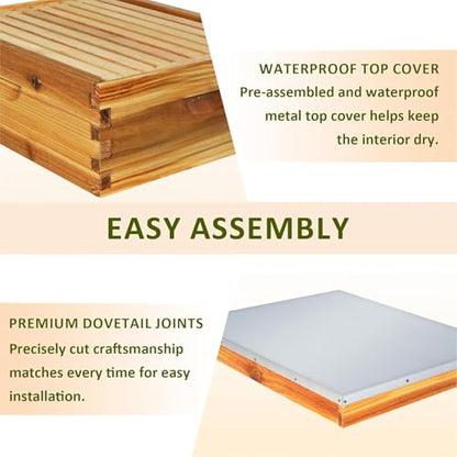 10 Frame Bee Hive Starter Kit with 2 Deep Boxes & 1 Medium Box, Complete Beehive Kit for Beekeepers,Bee Hive Boxes Starter Kit for Bee Keekeepers Langstroth Beehive Kit