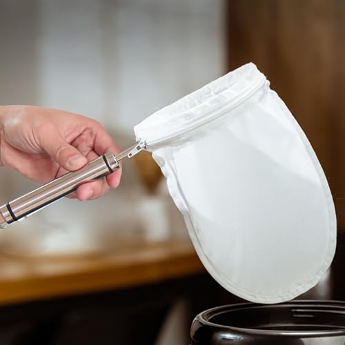 FATCAT Fine Mesh Cheese Cloth, Fine Mesh Strainer Bags, Nut Milk Bag, Cheesecloth for Straining (M-Size*5/ Excluding Bracket) - color: Strainer Bag*5, size: M