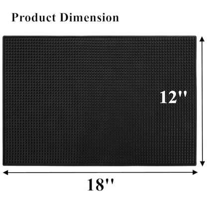 Tebery 2 Pack Black Bar Mat, 18" x 12" Rubber Dish Drying Mat for Countertop, Non Slip Cocktail Service Spill Mats for Bartending, Coffee Bar Mats Accessories for Home Kitchen